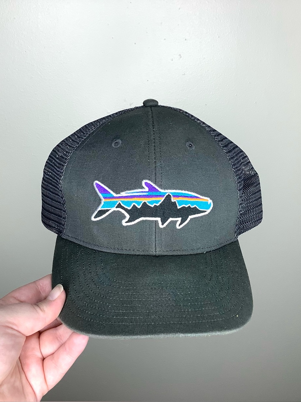 < Patagonia Fitz Roy Embroidered Trout Trucker Hat >